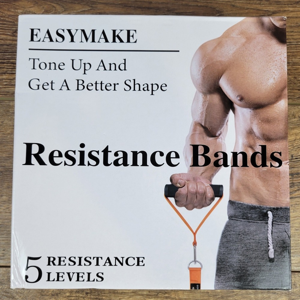 EASYMAKE Resistance Bands Set 5 Levels Strength Training Equipment New‎